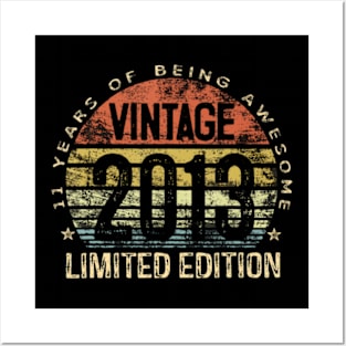 Year Old Vintage 2013 Limited Edition 11th Birthday Posters and Art